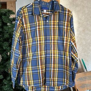 Thomas Kinkade Kids Plaid Shirt in Blue and Yellow